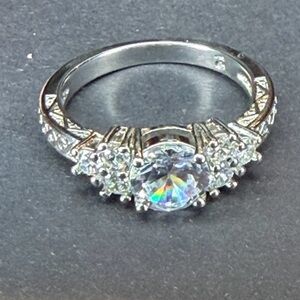 ✨ Sparkling CZ Three-Stone Statement Ring – Size 10 ✨
